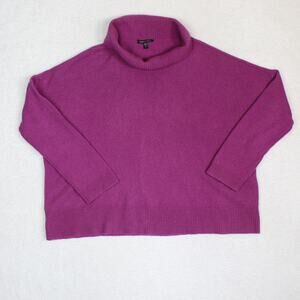 Eileen Fisher Yak Wool Sweater Womens Medium Mock Neck Purple Soft Minimalist